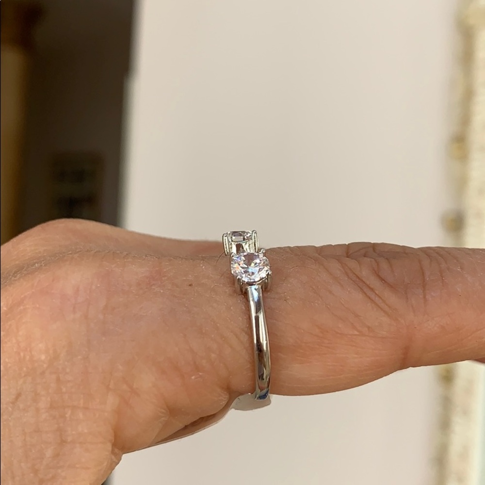 Sterling Silver Cuff Cubic zirconia Ring Band - Picture 2 of 8